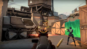 Epic Battle In A First-person Shooter Game Wallpaper