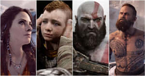Epic Battle In God Of War - Main Characters Unite Wallpaper