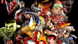 Epic Battle: Marvel Vs Capcom Characters Face Off In Intense Showdown Wallpaper