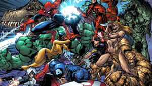 Epic Battle Of Animated Superheroes Wallpaper