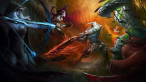 Epic Battle Of Dota 2 Heroes Wallpaper