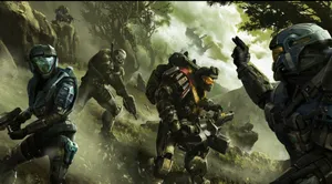 Epic Battle Of Halo Spartans Wallpaper