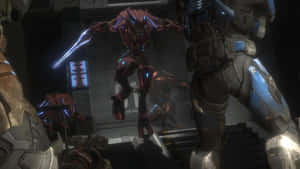 Epic Battle Scene Featuring The Halo Covenant Forces Wallpaper