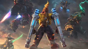 Epic Battle Scene From A Moba Game Wallpaper