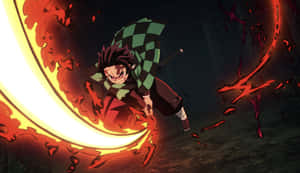 Epic Battle Scene From Demon Slayer Anime Series Wallpaper