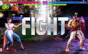 Epic Battle Scene In A Fighting Game Wallpaper