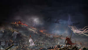 Epic Battle Scene In Dark War Wallpaper