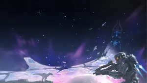 Epic Battle Scene In Halo Ark Wallpaper