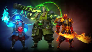 Epic Battle Scene Of Dota 2 Heroes Wallpaper