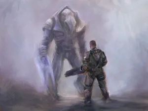 Epic Battle Scene With Halo Arbiter Wallpaper