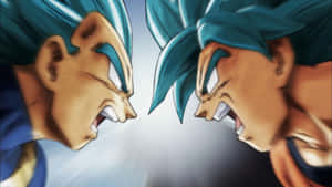 Epic Clash: Vegeta And Goku In Battle Wallpaper