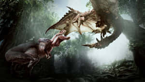 Epic Dinosaur Faceoff Wallpaper