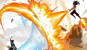 Epic Elemental Battle Artwork Wallpaper