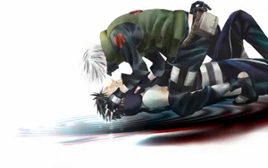 Epic Face-off: Kakashi And Tobi In Battle Wallpaper