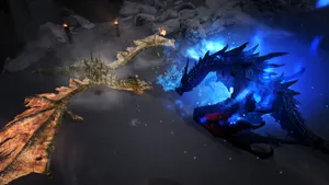 Epic Face-off With Paarthurnax In Skyrim Wallpaper