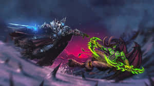 Epic Fantasy Battle Arthasvs Illidan Wallpaper