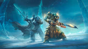 Epic Fantasy Ice Battle Artwork Wallpaper