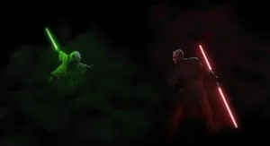 Epic Galactic Battle: Lightsaber Duel Wallpaper