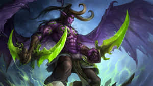 Epic Illidan Stormrage In Battle Stance Wallpaper