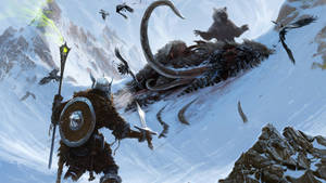 Epic Journey Awaits In The Land Of Skyrim Wallpaper