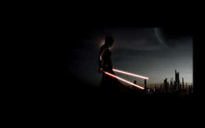 Epic Lightsaber Duel Between Jedi And Sith In A Space Battle Wallpaper