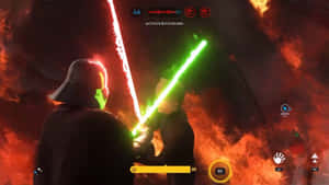 Epic Lightsaber Duel Between Two Powerful Force-wielders Wallpaper