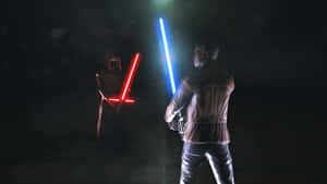 Epic Lightsaber Duel In Outer Space Wallpaper