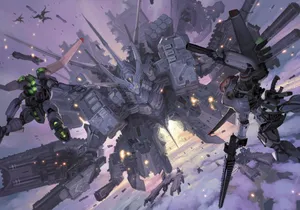 Epic Mecha Battle Above Clouds.jpg Wallpaper