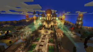 Epic Minecraft Adventure In A Vibrant Blocky World Wallpaper