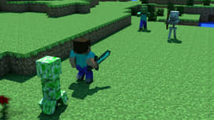 Epic Minecraft Battle Scene Wallpaper