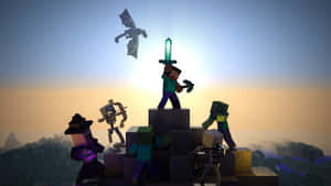 Epic Minecraft Fight Scene Wallpaper