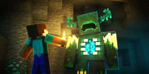 Epic Minecraft Fight Scene Wallpaper