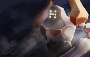 Epic Regirock With Glowing Eyes Wallpaper