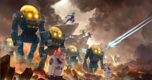 Epic_ Robot_ Battle_ Scene Wallpaper