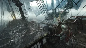 Epic Ship Battle In Assassin's Creed 4: Black Flag Wallpaper