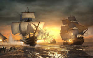 Epic Ship Combat In Assassin's Creed 4: Black Flag Wallpaper