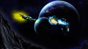 Epic_ Space_ Battle_ Above_ Planet Wallpaper