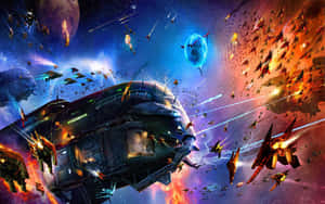 Epic_ Space_ Battle_ Artwork Wallpaper