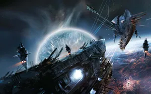 Epic_ Space_ Battle_ Artwork Wallpaper