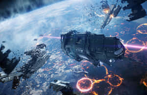 Epic Space Battle Scene Wallpaper