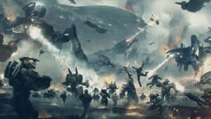 Epic_ Space_ Battle_ Scene Wallpaper