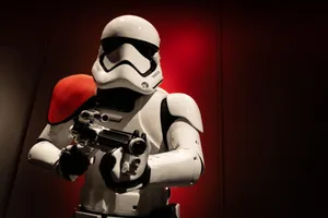 Epic Star Wars Stormtrooper Holding A Blaster Wallpaper