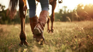 Equestrian Boots Sunset Walk Wallpaper