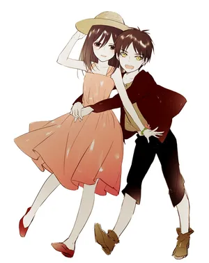 Eren Mikasa Cute Smiling And Hugging Wallpaper