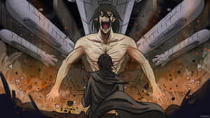 Eren Yeager Battles Giant Titans To Protect The Walls Of His Home Wallpaper