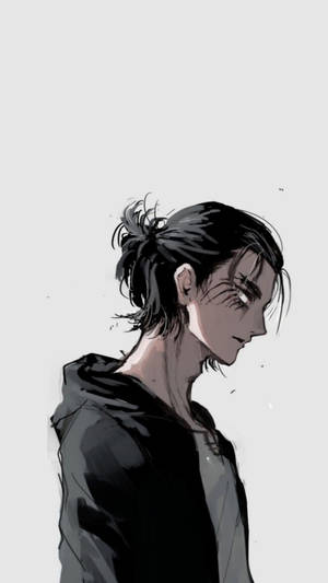 Eren Yeager Man Bun Attack On Titan Iphone Wallpaper