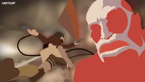 Eren Yeager Vs Colossal Titan Abstract Art Wallpaper