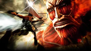 Eren Yeager Vs Colossal Titan Wallpaper