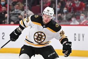 Erik Haula Boston Bruins Hockey Action Wallpaper