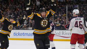 Erik Haula Celebrating Goal Hockey Game Wallpaper